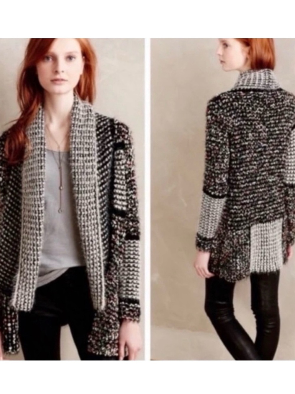 Anthro La Fee Verte Eyelash Open Front Confetti Shawl Cardigan Sweater Medium